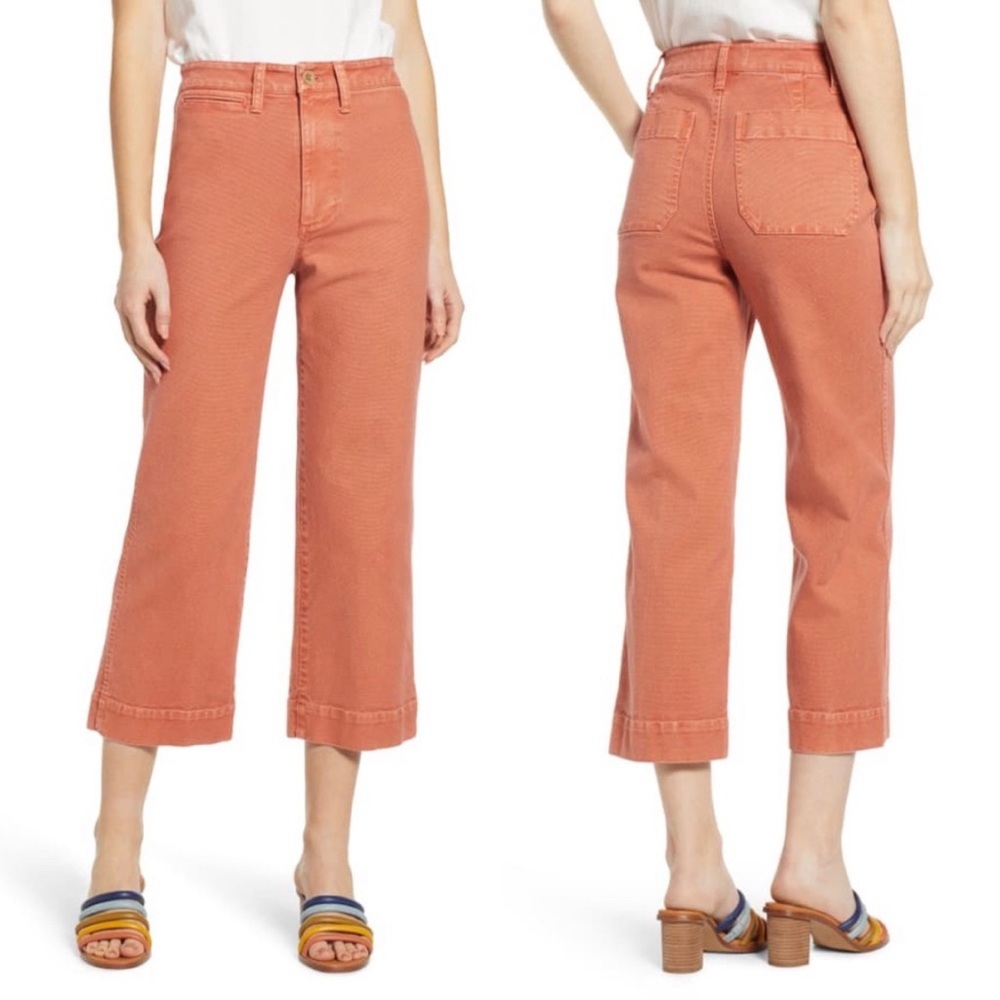 Madewell Emmett style wide leg crop peach colored pants, size 23